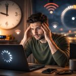 يضعف الاتصال في وقت معين, تباطؤ الشبكة مساءً, ازدحام الإنترنت, تقطع النت في ساعة ثابتة, انخفاض سرعة التحميل